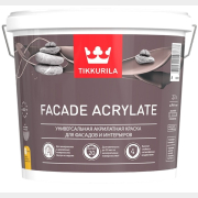 Краска акрилатная TIKKURILA Facade Acrylate универсальная для фасадов и интерьеров база C бесцветная 9 л