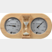 Термометр-гигрометр для бани и сауны БАННЫЕ ШТУЧКИ Банная станция с песочными часами (18028)