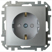 Розетка скрытая с заземлением BYLECTRICA Стиль серебро (РС16-529сер)