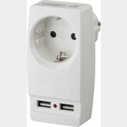 Переходник для розетки ЭРА Polynom SP-1e-USB-W с заземлением белый (Б0026332)