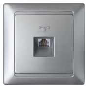 Розетка телефонная BYLECTRICA Стиль серебро (ТР4-034сер)