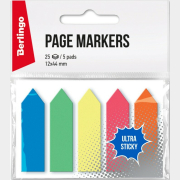 Закладки клейкие BERLINGO Ultra Sticky 44х12 мм 5 цветов по 25 листов пластиковые (LSz_41101)