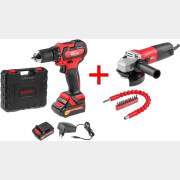 Дрель-шуруповерт аккумуляторная WORTEX BD 1215-1 Dli и Шлифмашина угловая (болгарка) AG 1210-1 (BLD12151DLi0029A2)