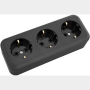 Розетка тройная наружная с заземлением BYLECTRICA Пралеска черная (РА16-265 чер)