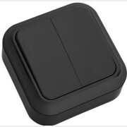 Выключатель двухклавишный наружный BYLECTRICA Пралеска черный (А5 6-134чер)