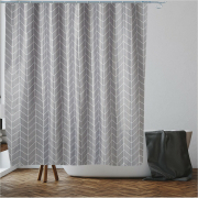 Штора для ванной комнаты 180х180 с кольцами PERFECTO LINEA Harmony геометрия серая (36-118014)