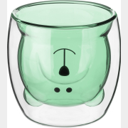 Стакан стеклянный PERFECTO LINEA Bear с двойными стенками 250 мл зеленый (30-125003)