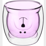 Стакан стеклянный PERFECTO LINEA Bear с двойными стенками 250 мл розовый (30-125004)