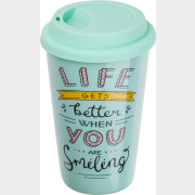 Кружка керамическая с крышкой PERFECTO LINEA Life gets better 400 мл (30-140122)
