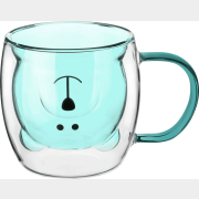 Кружка стеклянная PERFECTO LINEA Bear с двойными стенками 250 мл синяя (30-125202)