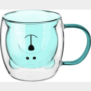 Кружка стеклянная PERFECTO LINEA Bear с двойными стенками 250 мл синяя (30-125202)