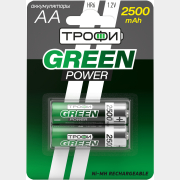 Аккумулятор АА ТРОФИ Green Power 1,2 V 2500 mAh никелевый 2 штуки