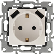 Розетка скрытая с двумя USB-портами и заземлением со шторками ЭРА 12 слоновая кость (12-4109-02)