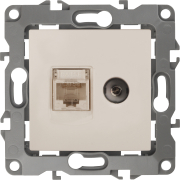 Розетка компьютерная и телевизионная ЭРА 12 слоновая кость (12-3110-02)