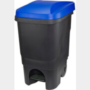 Контейнер для мусора пластиковый с педалью IDEA 60 л черный/синий (М2398)