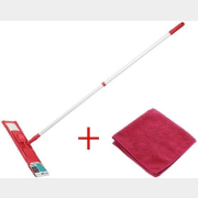 Швабра для пола PERFECTO LINEA с насадкой из микрофибры бордовая (43-392021)