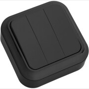 Выключатель трехклавишный наружный BYLECTRICA Пралеска черный (А05 6-137чер)