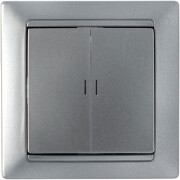 Выключатель двухклавишный скрытый с подсветкой BYLECTRICA Стиль серебро (С5 10-815сер)