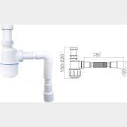 Сифон для умывальника без выпуска с гибкой трубой 1 1/4"- 40/50 мм AV ENGINEERING (AVE129748)