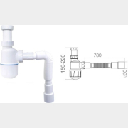 Сифон для умывальника без выпуска с гибкой трубой 1 1/4"- 40/50 мм AV ENGINEERING (AVE129748)