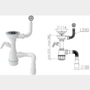 Сифон для кухни с круглым переливом выпуск 3 1/2" с гибкой трубой 1 1/2" AV ENGINEERING (AVE129739)