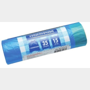 Пакеты для мусора с завязками РОМАШКА Надежные сверхрочные 35 л 15 штук синие (ВЗ0351512)