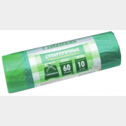 Пакеты для мусора с завязками РОМАШКА Надежные сверхрочные 60 л 10 штук зеленые (ВЗ0601013)