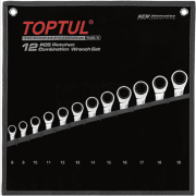 Набор ключей комбинированных 8-19 мм 12 предметов с трещоткой TOPTUL (GPAQ1202)