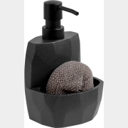 Дозатор для жидкого мыла с подставкой для губки PERFECTO LINEA Symphony черный (35-103002)