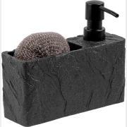 Дозатор для жидкого мыла с подставкой для губки PERFECTO LINEA Pearl черный (35-191001)