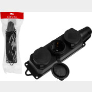 Розетка тройная переносная 16А 250В с заземлением AURORA STARTUL черная (A100-014)