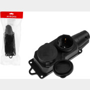 Розетка двойная переносная 16А 250В с заземлением AURORA STARTUL черная (A100-013)