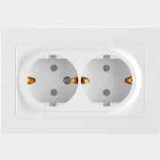 Розетка двойная скрытая с заземлением со шторками BYLECTRICA Astrum белая (РС16-0546)