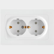 Розетка двойная скрытая с заземлением со шторками BYLECTRICA Astrum белая (РС16-0546)