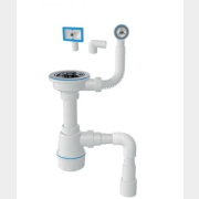 Сифон для кухни выпуск 3 1/2" круглый и прямоточный перелив гибкая труба 1/2" - 40/50 мм  AV engineering (AVE129776)