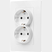 Розетка двойная скрытая с заземлением LEIDEN ELECTRIC Steen белая (806036)