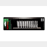 Набор головок 1/4" дюймовые 3/16"-9/16" 12 граней 10 предметов на подвесе TOPTUL (GBAR1001)