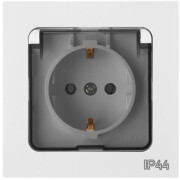 Розетка скрытая с заземлением брызгозащищенная BYLECTRICA Astrum белая (РС16-0532(50))