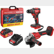 Дрель-шуруповерт аккумуляторная WORTEX BD 2025 DLi и Шлифмашина угловая (болгарка) WORTEX CAG 1812-1 E ALL1 XLT SET (1329850)