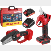 Пила цепная аккумуляторная WORTEX LX CEC 2518-1 XLT и Секатор аккумуляторный WORTEX CBS 2030 ALL1 XLT SET (1329851)