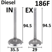 Клапан впускной и выпускной для дизельного двигателя 186F комплект (FMS-01238)