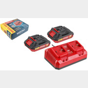 Комплект аккумулятор 18В 2Ач 2 штуки и зарядное устройство 2х2 А WORTEX ALL1 XLT SET (2329018)