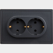 Розетка двойная скрытая с заземлением и шторками BYLECTRICA Carre графит (РС16-0646 графит)