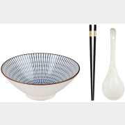 Тарелка керамическая с ложкой и палочками для еды PERFECTO LINEA Ramen line 17-950002