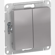 Выключатель двухклавишный скрытый SYSTEME (SCHNEIDER) ELECTRIC AtlasDesign алюминий (ATN000351)
